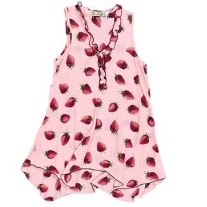 Loco Lindo Strawberry Print Trapeze Swing Dress